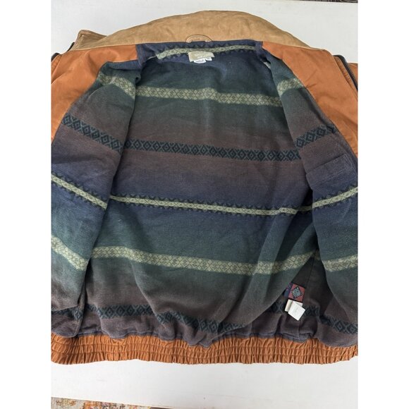 THE TERRITORY AHEAD Men's Rust Color Canvas Flannel Lined Bomber Jacket Sz L - Picture 7 of 9